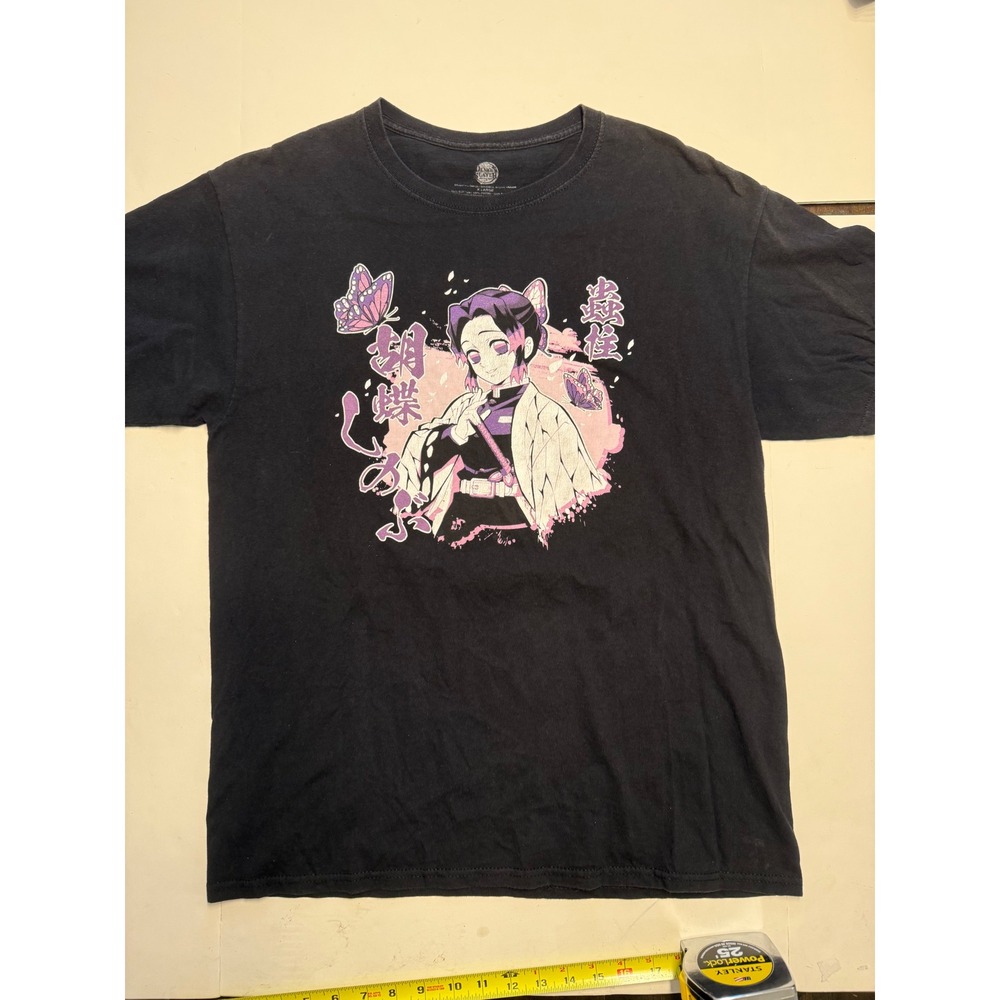 Demon Slayer Shinobu Kocho Graphic T-Shirt Mens XL Black Anime Insect Hashira‎ T
